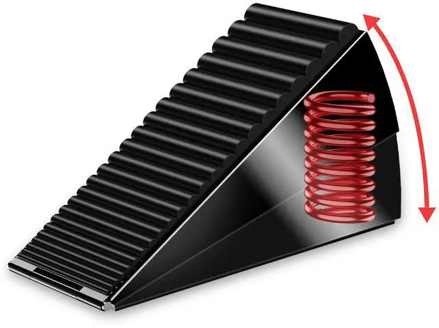Main image of Door Stoppers for Bottom of Door- Large Spring Heavy Duty Door Stop Wedge, 3'' High Adjustable Metal Tall Doorstop, Strongest Rubber Grip, Suits Carpet, Tile, Home, School +1 Wall Protector