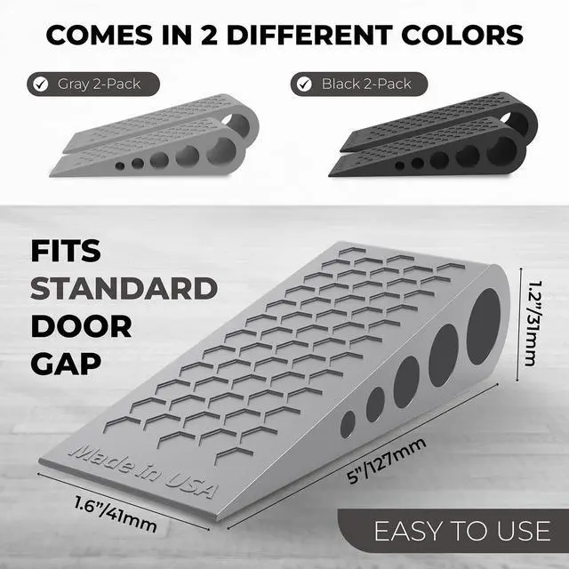 Alt view image 3 of 6 - Door Stoppers for Bottom of Door Premium Floor Rubber Door Stop Wedge Made in USA Heavy Duty Honeycomb Design for Carpet, Tile, Ideal for Home, School, Commercial, Gray 6 Pack