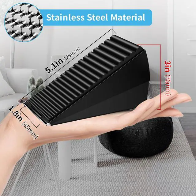 Alt view image 3 of 7 - Door Stoppers for Bottom of Door- Large Spring Heavy Duty Door Stop Wedge, 3'' High Adjustable Metal Tall Doorstop, Strongest Rubber Grip, Suits Carpet, Tile, Home, School +1 Wall Protector