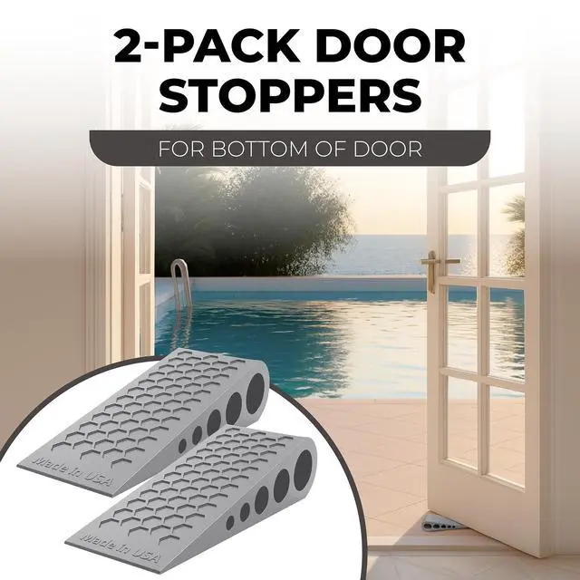 Alt view image 4 of 6 - Door Stoppers for Bottom of Door Premium Floor Rubber Door Stop Wedge Made in USA Heavy Duty Honeycomb Design for Carpet, Tile, Ideal for Home, School, Commercial, Gray 6 Pack
