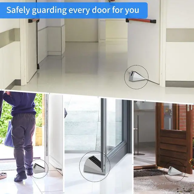 Alt view image 6 of 6 - 2 Pack Heavy Duty Door Stoppers for Bottom of Door, 3 Inches High Adjustable Spring Large Door Stop Wedge, Non-Slip Rubber Grip, Tall Metal Doorstop Suits Home, School, Carpet, Tile, Wood