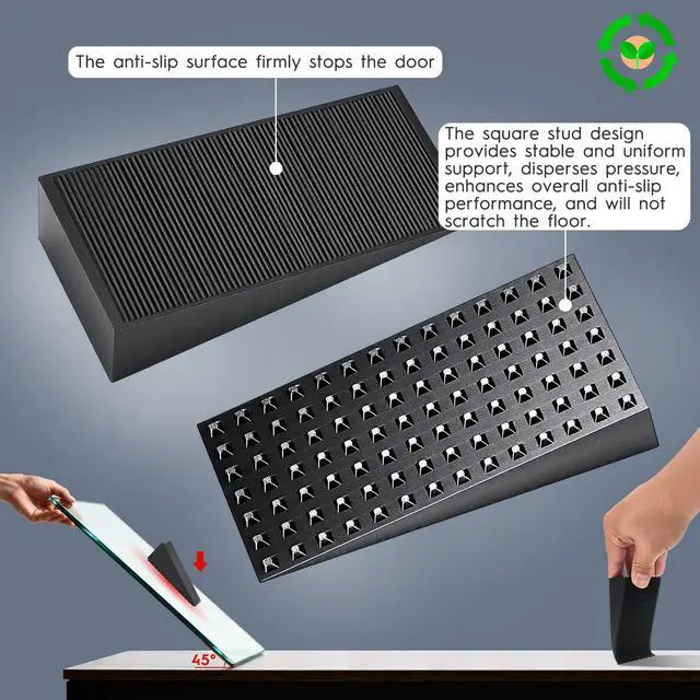 Alt view image 3 of 6 - 4-Pack Premium Rubber Wedge Door Stops, Solid Heavy-Duty Floor Door Stopper Door Wedges with Patented Anti-Slip Base, No Installation for Home/Office, Non-Scratching, Fits Gaps Under 1.18