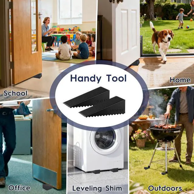 Alt view image 5 of 6 - 4-Pack Premium Rubber Wedge Door Stops, Solid Heavy-Duty Floor Door Stopper Door Wedges with Patented Anti-Slip Base, No Installation for Home/Office, Non-Scratching, Fits Gaps Under 1.18
