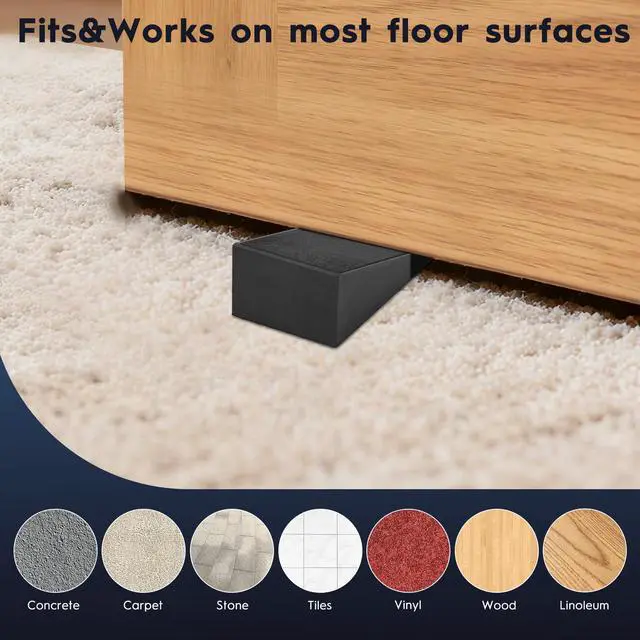Alt view image 6 of 6 - 4-Pack Premium Rubber Wedge Door Stops, Solid Heavy-Duty Floor Door Stopper Door Wedges with Patented Anti-Slip Base, No Installation for Home/Office, Non-Scratching, Fits Gaps Under 1.18
