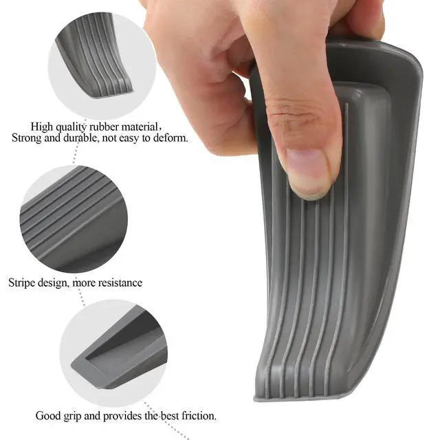 Alt view image 3 of 7 - 4 Pack Door Stoppers for Bottom of Door, Gray 4.8x2.2x1.3in Door Stops, Rubber Door Stopper Wedge, Sturdy Stackable Door Stops for Floor