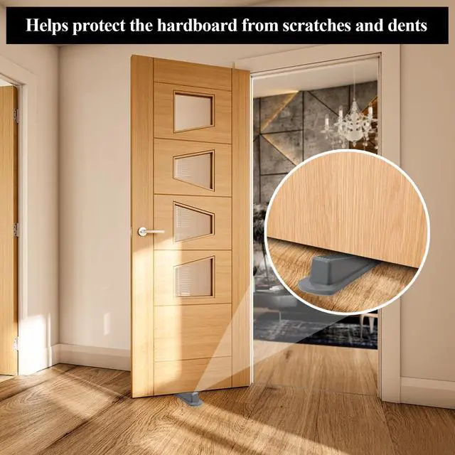 Alt view image 4 of 7 - 4 Pack Door Stoppers for Bottom of Door, Gray 4.8x2.2x1.3in Door Stops, Rubber Door Stopper Wedge, Sturdy Stackable Door Stops for Floor