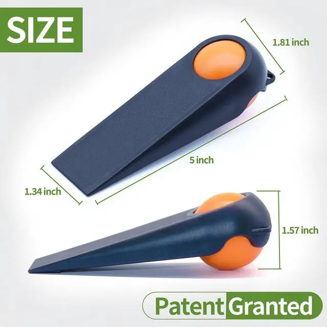 Alt view image 2 of 7 - Door Stoppers for Bottom of Door, Rubber Door Stopper Wedges, Door Holders for All Types of Surfaces, 2 Pack Magic Ball Door Stops, 5 inch, Black and Orange