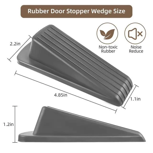 Alt view image 2 of 4 - Door Stoppers for Bottom of Door on Floor, Premium Rubber Door Stopper Wedge, Floor Sturdy Stackable Door Stops for Carpet Heavy Duty Door (Gray, 2 Pack)