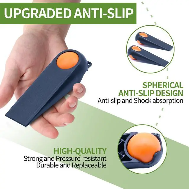 Alt view image 4 of 7 - Door Stoppers for Bottom of Door, Rubber Door Stopper Wedges, Door Holders for All Types of Surfaces, 2 Pack Magic Ball Door Stops, 5 inch, Black and Orange