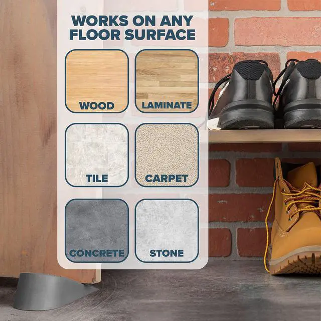 Alt view image 3 of 6 - Large Rubber Door Stopper Made in USA - Door Stop Wedge for Carpet, Tile, or Concrete Floor, Door stoppers for Bottom of Door -Heavy Duty for Commercial & Home Use - 6.5 x 2.75 x 1.9 Inches Grey 2PK