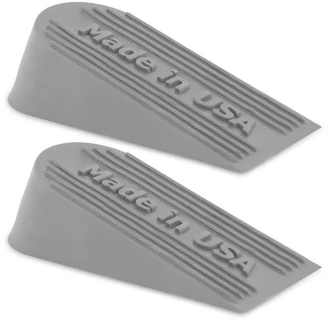 Main image of Large Rubber Door Stopper Made in USA - Door Stop Wedge for Carpet, Tile, or Concrete Floor, Door stoppers for Bottom of Door -Heavy Duty for Commercial & Home Use - 6.5 x 2.75 x 1.9 Inches Grey 2PK