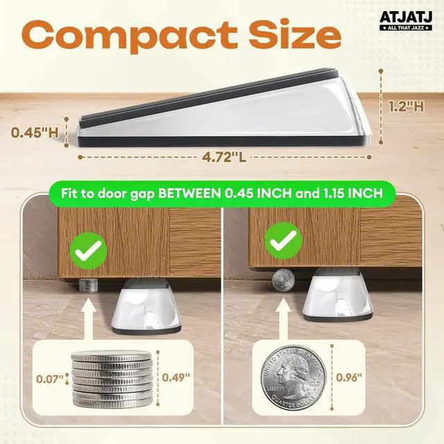 Alt view image 6 of 6 - 2 Packs Door Stoppers for Bottom, Rubber Wedge, Heavy Duty Doorstop for Inside, Rubber, Floor, Wedge Garage Classroom Stopper for Carpet, Door Holder
