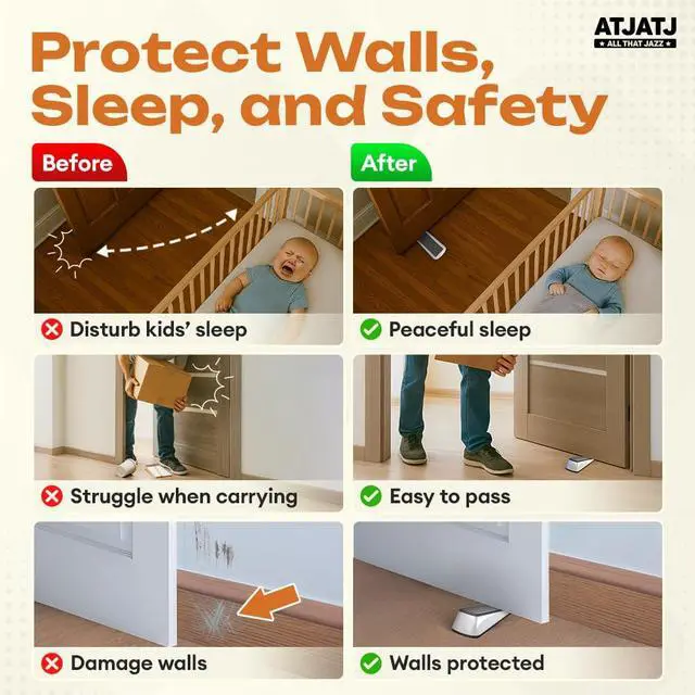 Alt view image 2 of 6 - 2 Packs Door Stoppers for Bottom, Rubber Wedge, Heavy Duty Doorstop for Inside, Rubber, Floor, Wedge Garage Classroom Stopper for Carpet, Door Holder