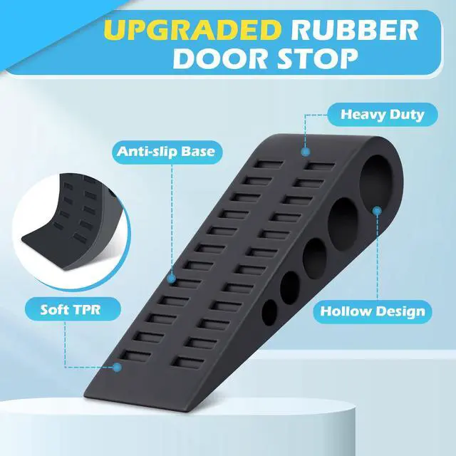 Alt view image 7 of 7 - Rubber Door Stoppers for Bottom of Door - 4 Pack Door Stop Wedge with Holder Heavy Duty Doorstop for Home Office Dorm Classroom Garage Stackable on Multi Floor Carpet Concrete Tile Linoleum & Wood