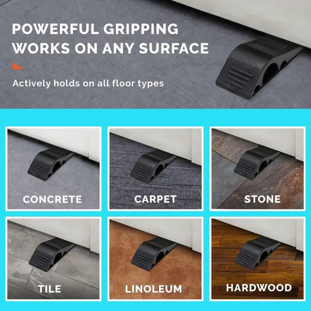 Alt view image 2 of 5 - Rubber Door Stoppers for Bottom of Door Stop - Pack of 3 Rubber Wedge for Carpet, Hardwood, Concrete, and Tile - Home Improvement Accessories - Gray