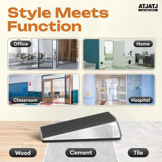 Alt view image 4 of 6 - 2 Packs Door Stoppers for Bottom, Rubber Wedge, Heavy Duty Doorstop for Inside, Rubber, Floor, Wedge Garage Classroom Stopper for Carpet, Door Holder