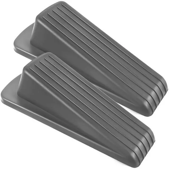 Main image of Door Stoppers for Bottom of Door on Floor, Premium Rubber Door Stopper Wedge, Floor Sturdy Stackable Door Stops for Carpet Heavy Duty Door (Gray, 2 Pack)