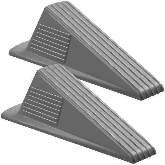 Main image of 2 Pcs Jumbo Door Stoppers Heavy Duty Door Stopper Tall up to 2inch Tall Wedge TPR Large Wedge Stackable Big Rubber Doorstop for Hotel Carpet Hardwood Concrete and Tile (Gray)