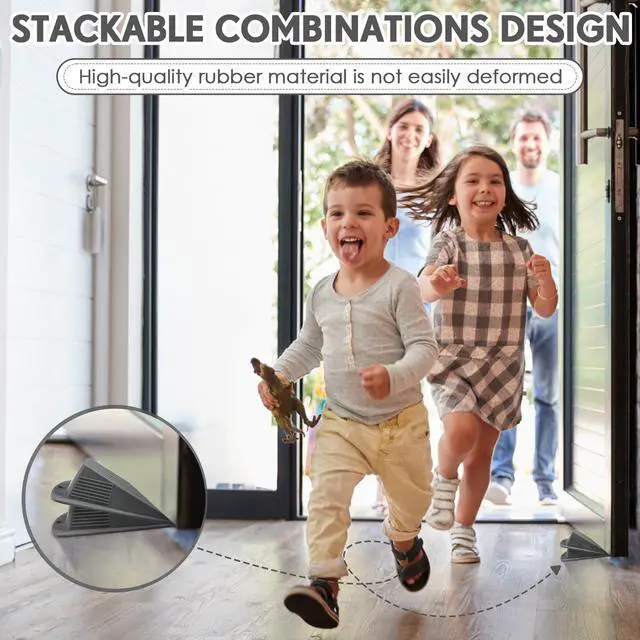 Alt view image 6 of 6 - 2 Pcs Jumbo Door Stoppers Heavy Duty Door Stopper Tall up to 2inch Tall Wedge TPR Large Wedge Stackable Big Rubber Doorstop for Hotel Carpet Hardwood Concrete and Tile (Gray)