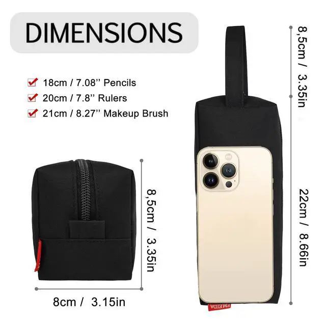 Alt view image 4 of 7 - Pencil Case Pouch - Water Resistant Pencil Pouch Portable Pencil Bag Simple Office Stationery Pouch with Handle Back to School Supplies - Black