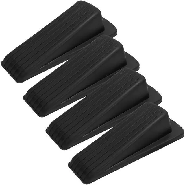 Main image of Heavy Duty Rubber Door Stopper for Residential and Commercial Use, Black, 4.8 in. x 2.2 in. x 1.3 in., 4 Pack