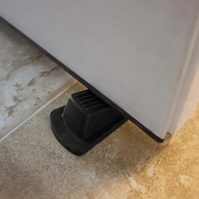 Alt view image 6 of 7 - Heavy Duty Rubber Door Stopper for Residential and Commercial Use, Black, 4.8 in. x 2.2 in. x 1.3 in., 4 Pack