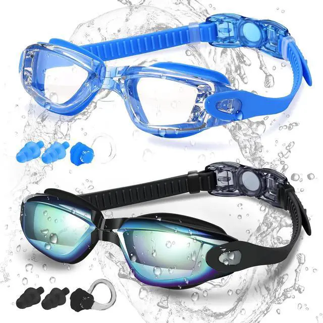 Main image of Swim Goggles, 2 Pack Goggles Swimming Adult Swimming Goggles for Women Men Youth Teen Kids, Anti Fog Anti-UV No Leaking
