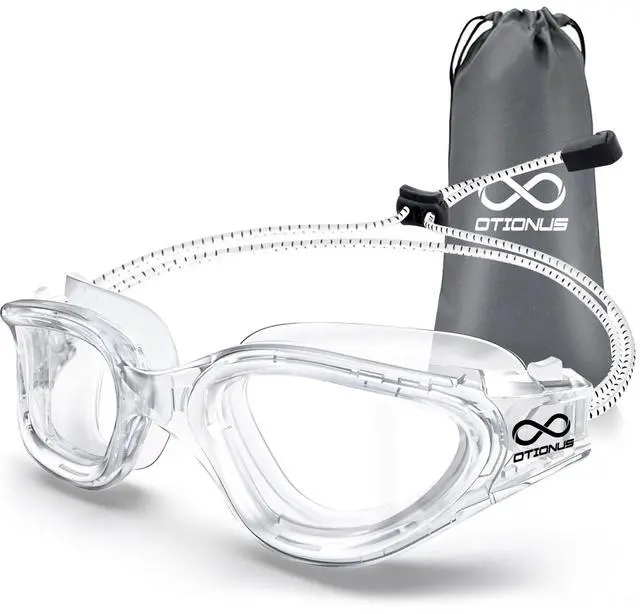 Main image of Swim Goggles, Polarized Adult Swimming Goggles Bungee Strap No Hair Pulling Anti-fog Pool Goggles for Men Women