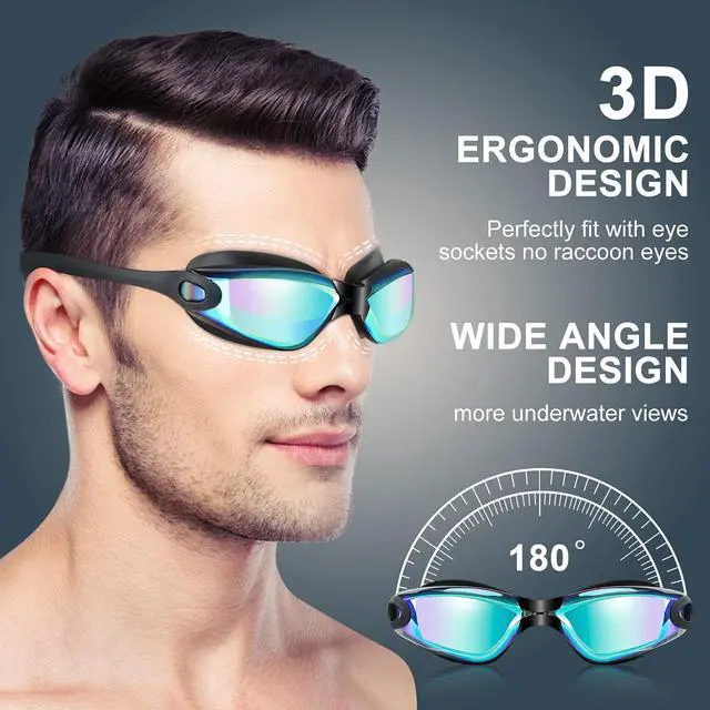 Alt view image 3 of 5 - Swim Goggles, 2 Pack Goggles Swimming Adult Swimming Goggles for Women Men Youth Teen Kids, Anti Fog Anti-UV No Leaking