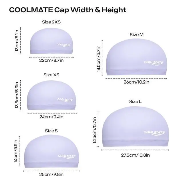 Alt view image 7 of 7 - Fabric Swim Cap for Adult Women, Silicone Water Resistant Layer, Cloth Swim Cap Gifts for Swimmers, Lightweight and Comfortable for Pool, Lap Swimming (Light Purple, M)