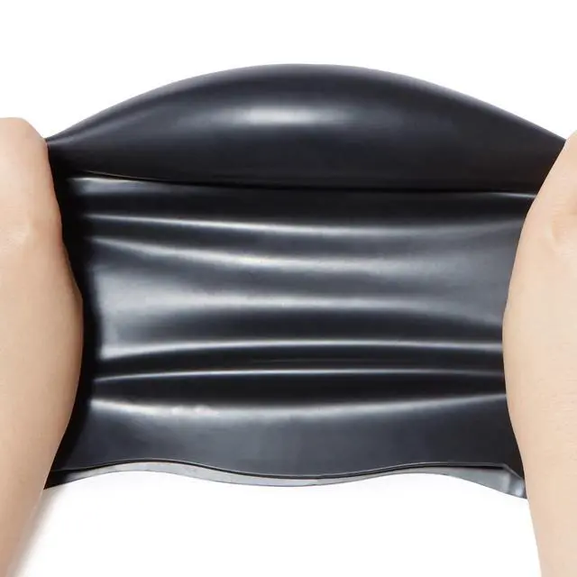 Alt view image 6 of 6 - Silicone Swim Cap to Keep Hair Dry, Unisex, Soft, Wrinkle-Free, Strong, Easy to Put On and Off, Black, 1-Pack