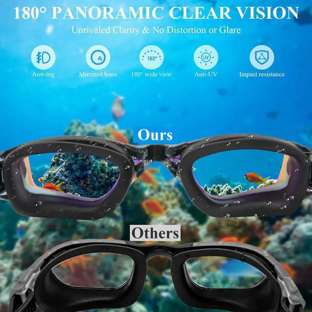 Alt view image 4 of 7 - Swim Goggles,Swimming Goggles No Leaking Anti Fog UV Full Protection with Nose Clip Earplugs,Swim Pool Goggles for Adult Men Women Youth