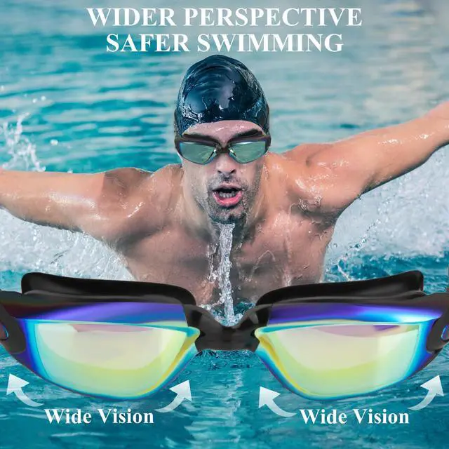 Alt view image 5 of 7 - Swim Goggles,Swimming Goggles No Leaking Anti Fog UV Full Protection with Nose Clip Earplugs,Swim Pool Goggles for Adult Men Women Youth