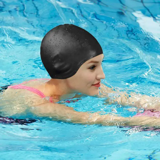 Alt view image 6 of 6 - Swimming Cap, Silicone Swim Cap for Women Men, Durable Non-Slip Waterproof Swim Cap Protect Ears, Long Hair for Adults, Older Kids