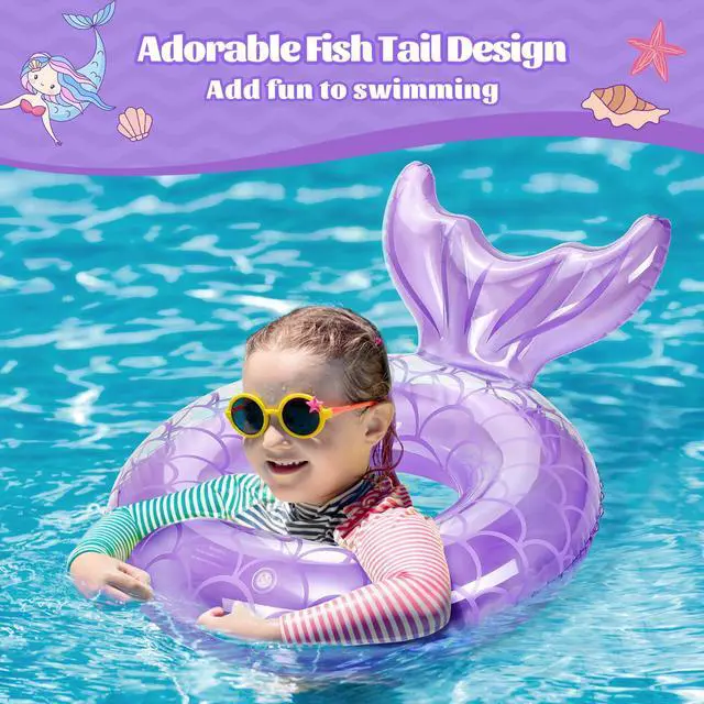 Alt view image 2 of 7 - Inflatable Swimming Ring, Children Cute Pool Float Tube Decorations Swim Tubes Outdoor Pool Beach Water Floats Party Supplies Kids Floaties, Purple