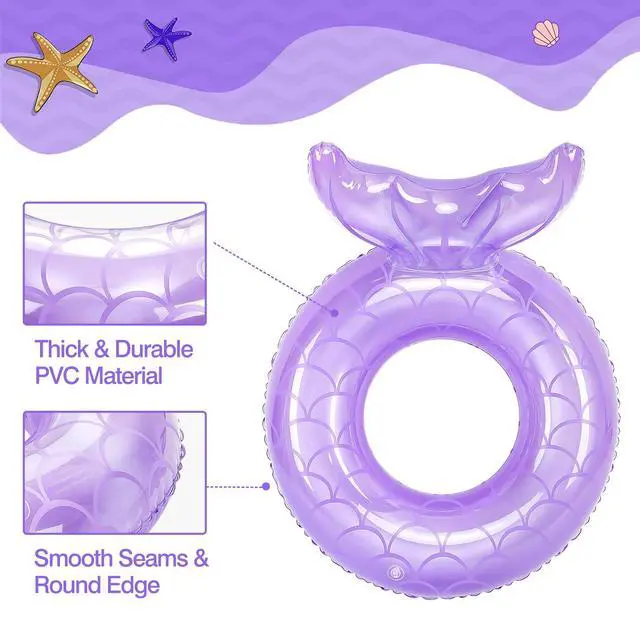 Alt view image 3 of 7 - Inflatable Swimming Ring, Children Cute Pool Float Tube Decorations Swim Tubes Outdoor Pool Beach Water Floats Party Supplies Kids Floaties, Purple