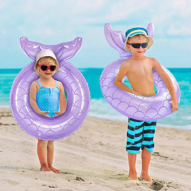 Alt view image 5 of 7 - Inflatable Swimming Ring, Children Cute Pool Float Tube Decorations Swim Tubes Outdoor Pool Beach Water Floats Party Supplies Kids Floaties, Purple