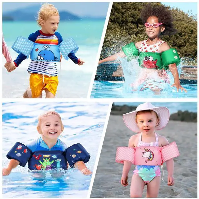 Alt view image 6 of 6 - Swim Arm Band for Kids 20-30-40-50lbs, Toddler Swim Vest Cute Cartoon Swimming Wings Pool Floats Sleeve Children Water Sports Learning Swim Training Equipment, Blue