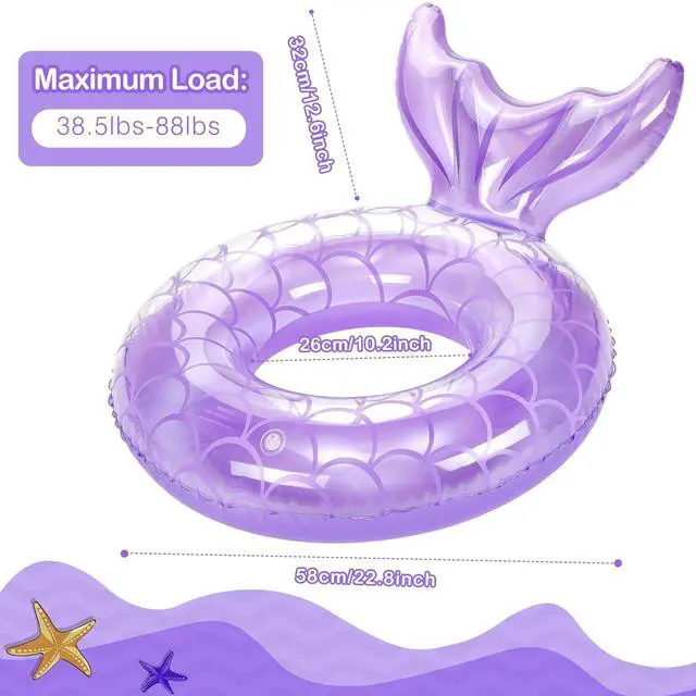 Alt view image 7 of 7 - Inflatable Swimming Ring, Children Cute Pool Float Tube Decorations Swim Tubes Outdoor Pool Beach Water Floats Party Supplies Kids Floaties, Purple