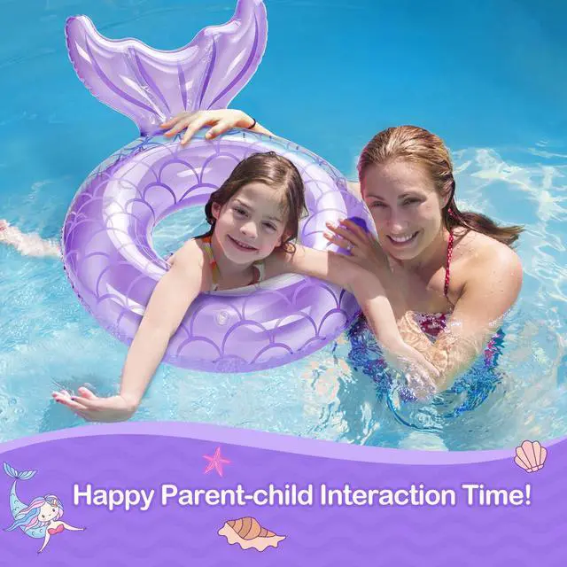Alt view image 6 of 7 - Inflatable Swimming Ring, Children Cute Pool Float Tube Decorations Swim Tubes Outdoor Pool Beach Water Floats Party Supplies Kids Floaties, Purple