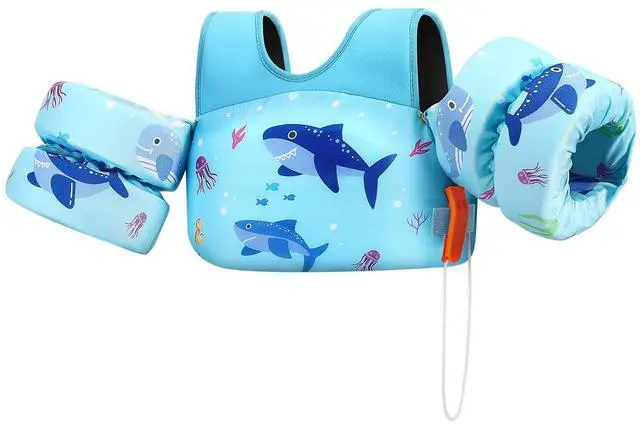 Main image of Swim Vest for Kids, Toddler Pool Floaties Fit 33-66 Lbs, Children Swimming Vest with Adjustable Strap, Swim Jacket Water Wing Arm Float, Puddle Beach Boat Jumper Boy Girl,Blue Shark