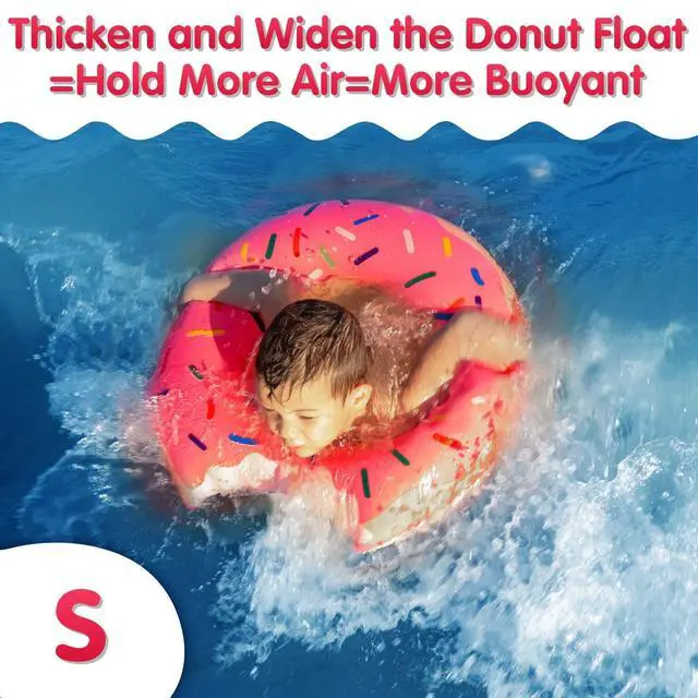 Alt view image 5 of 6 - Pool Floats Donut Inflatables 23.4" Donut Pool Floats for Kids Donut Floatie Doughnut Pool Float Donut Swimming Ring for Beach Pool, 1Pcs, Pink