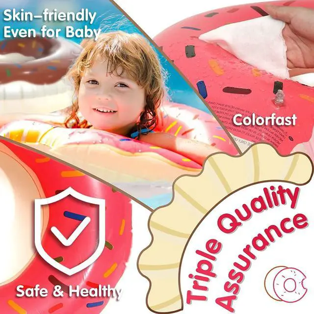 Alt view image 6 of 6 - Pool Floats Donut Inflatables 23.4" Donut Pool Floats for Kids Donut Floatie Doughnut Pool Float Donut Swimming Ring for Beach Pool, 1Pcs, Pink