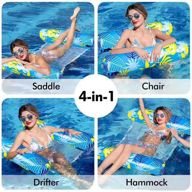 Alt view image 2 of 7 - Inflatable Pool Floats Adult5 Pack Multi-Purpose Pool Float Water HammockPool Float Chair-Swimming Pool RaftPool Hammock Floaties for Adults Beach Vacation Essentials