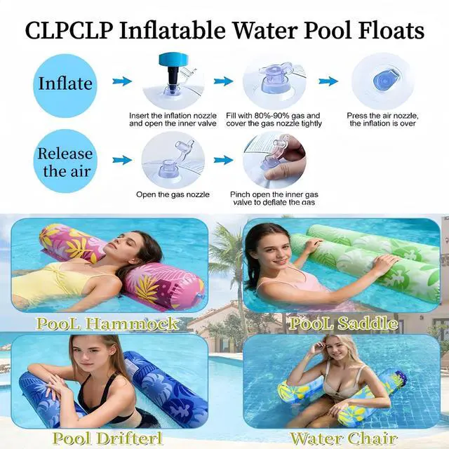 Alt view image 6 of 7 - Inflatable Pool Floats Adult5 Pack Multi-Purpose Pool Float Water HammockPool Float Chair-Swimming Pool RaftPool Hammock Floaties for Adults Beach Vacation Essentials