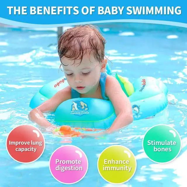 Alt view image 3 of 7 - New Upgraded Baby Swimming Float Kids Inflatable Swim Ring with Safety Support Bottom Swimming Pool Accessories for 3-36 Months (Blue, L)