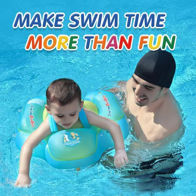 Alt view image 6 of 7 - New Upgraded Baby Swimming Float Kids Inflatable Swim Ring with Safety Support Bottom Swimming Pool Accessories for 3-36 Months (Blue, L)