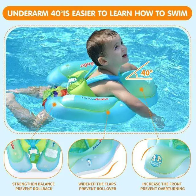 Alt view image 7 of 7 - New Upgraded Baby Swimming Float Kids Inflatable Swim Ring with Safety Support Bottom Swimming Pool Accessories for 3-36 Months (Blue, L)