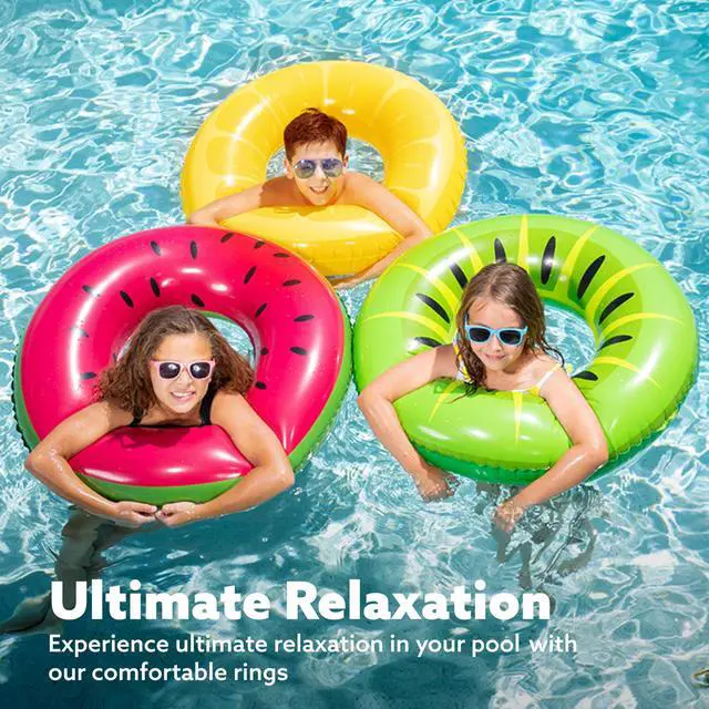 Alt view image 3 of 7 - Inflatable Swim Tube Raft (3 pack) with Summer Fruits Painting, Pool Toys for Swimming Pool Party Decorations