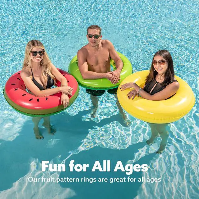 Alt view image 4 of 7 - Inflatable Swim Tube Raft (3 pack) with Summer Fruits Painting, Pool Toys for Swimming Pool Party Decorations